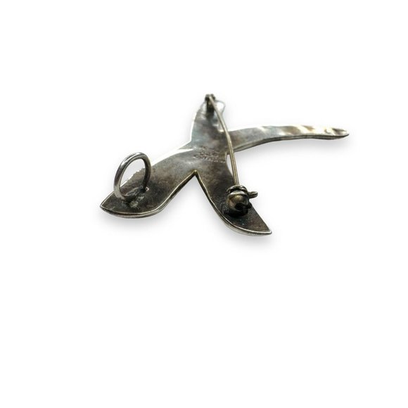 Mexico 925 Sterling Silver Abstract X Brooch Pendant TS-J1 12.12g 2 1/4 x 1 3/4" - Picture 5 of 7